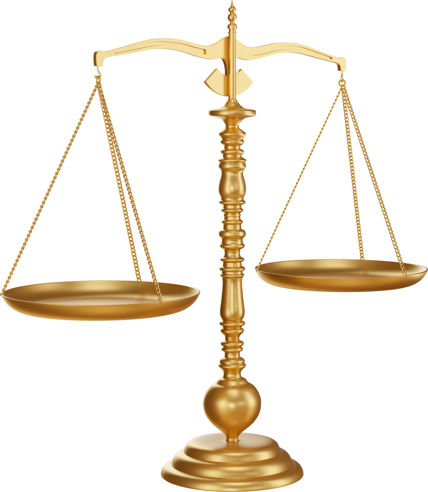 Elegant Golden Scales of Justice In 3d render